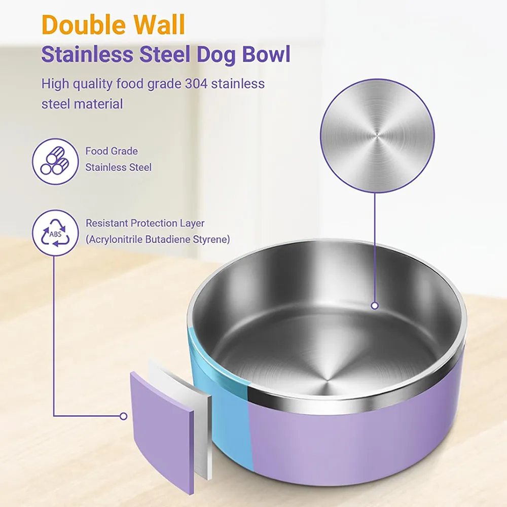 2 double wall structure pet bowls