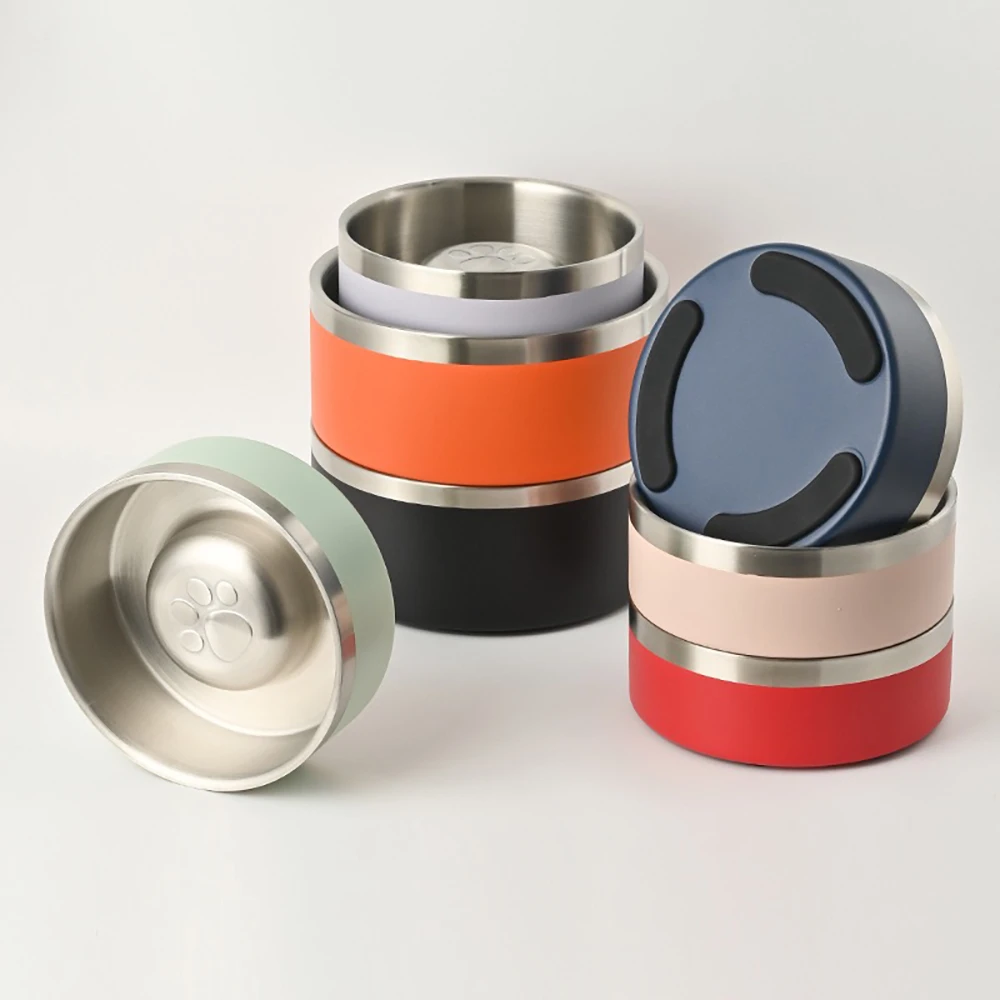 4 stainless steel dog food bowls