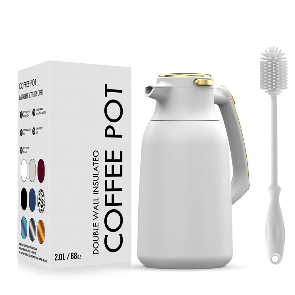8 custom logo thermal coffee carafe double wall insulated stainless steel vacuum thermos kettle tea coffee pot (1) 副本