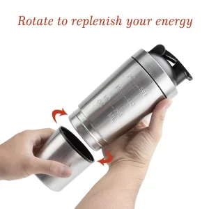 custom 700ml leak proof bpa free stainless steel protein shaker bottle with mixer ball and detachable storage cup 1081602p