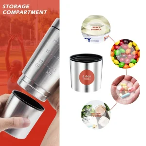 custom 700ml leak proof bpa free stainless steel protein shaker bottle with mixer ball and detachable storage cup 1081602p