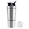 custom 700ml leak proof bpa free stainless steel protein shaker bottle with mixer ball and detachable storage cup 1081602p