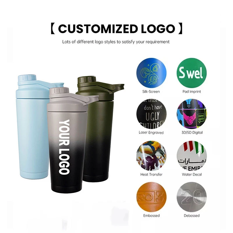 double walled vacuum insulated stainless steel shaker bottle bpa free and leak proof stainless steel thermal bottle for protein 1081603p