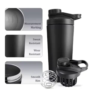 double walled vacuum insulated stainless steel shaker bottle bpa free and leak proof stainless steel thermal bottle for protein 1081603p