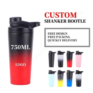 double walled vacuum insulated stainless steel shaker bottle bpa free and leak proof stainless steel thermal bottle for protein 1081603p