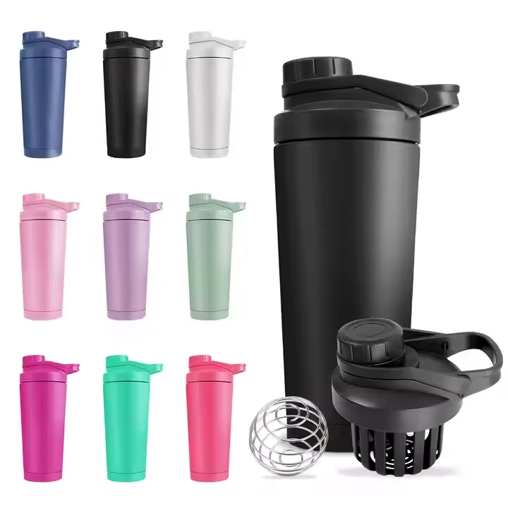 double walled vacuum insulated stainless steel shaker bottle bpa free and leak proof stainless steel thermal bottle for protein 1081603p
