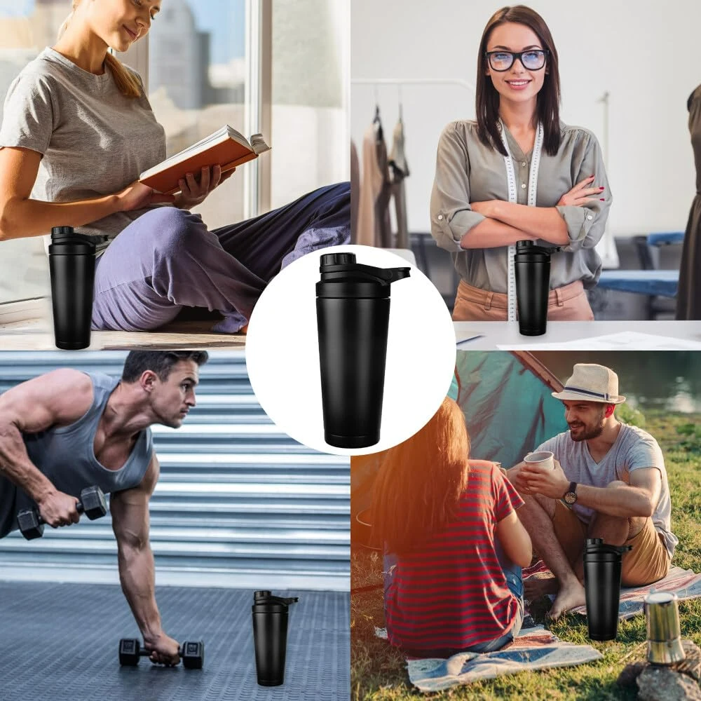 double walled vacuum insulated stainless steel shaker bottle bpa free and leak proof stainless steel thermal bottle for protein 1081603p