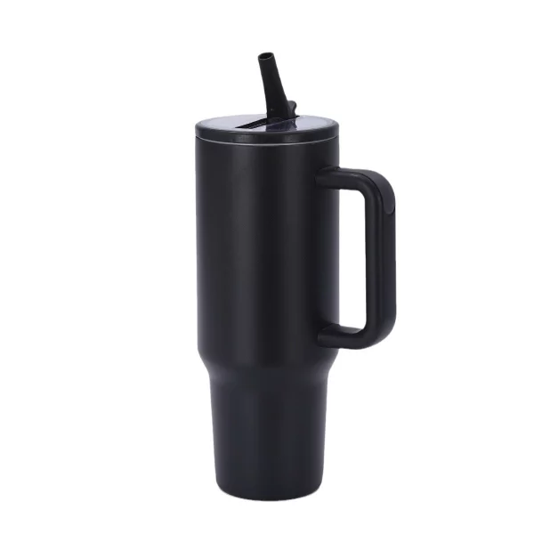 Flip Up Straw Lid Insulated Travel Coffee Tumbler 40oz with Handle 1081608T