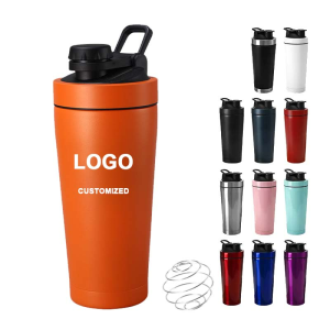 550ml 750ml double walled insulated stainless steel sports fitness water bottle protein shaker with stirring ball 1081605p