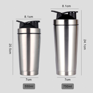 550ml 750ml double walled insulated stainless steel sports fitness water bottle protein shaker with stirring ball 1081605p