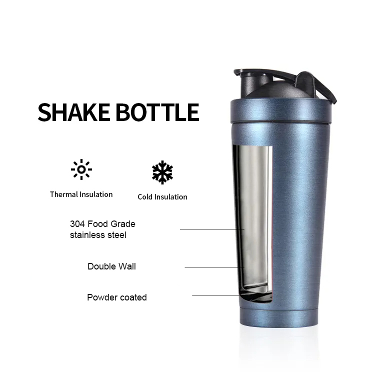 550ml 750ml double walled insulated stainless steel sports fitness water bottle protein shaker with stirring ball 1081605p