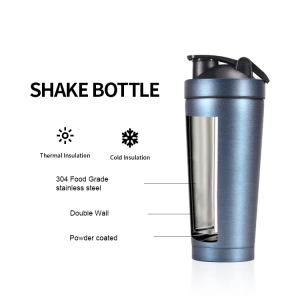 550ml 750ml double walled insulated stainless steel sports fitness water bottle protein shaker with stirring ball 1081605p