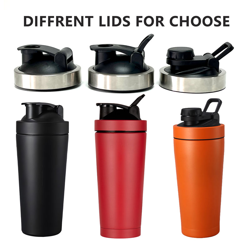 550ml 750ml double walled insulated stainless steel sports fitness water bottle protein shaker with stirring ball 1081605p