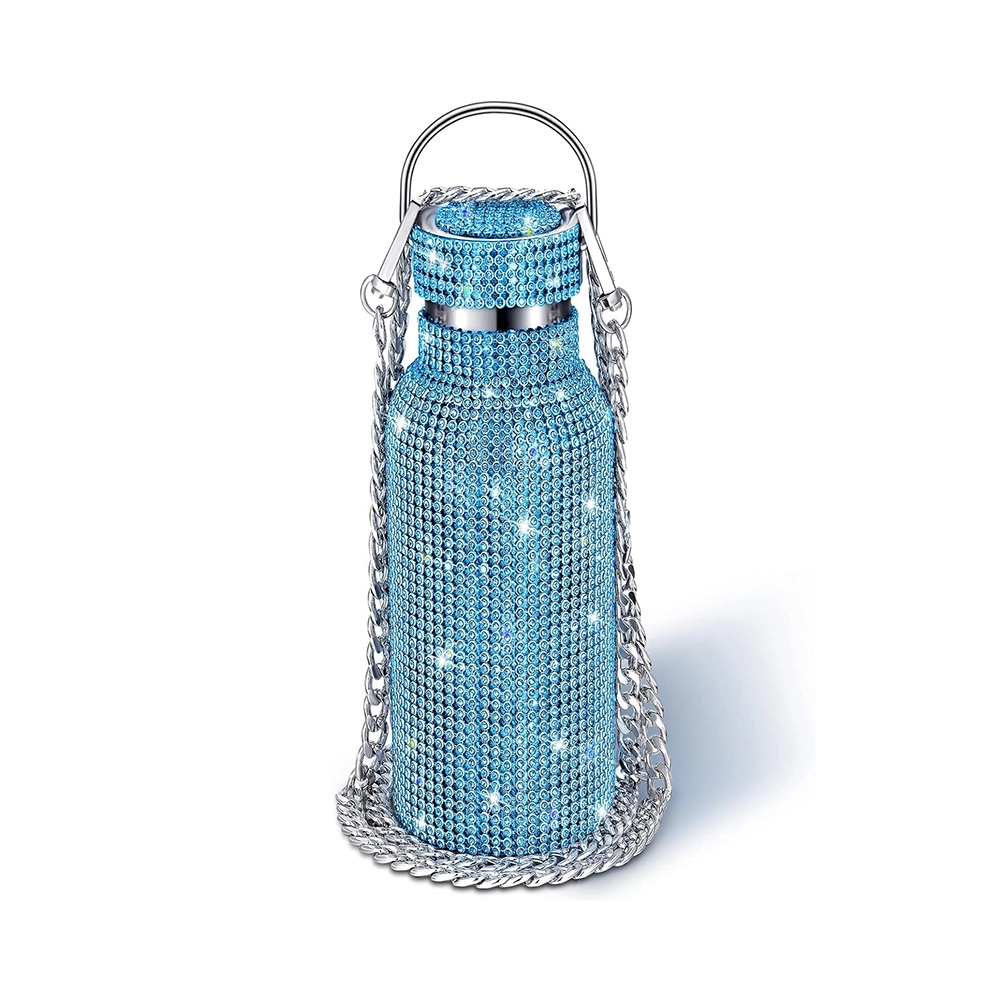7 diamond water bottle bling rhinestone stainless steel thermal bottle refillable insulated glitter water jug