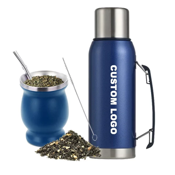 Factory Wholesale 1L Stainless Steel MateThermos Bottle And 260ml Yerba Mate Cups Set 1081607M