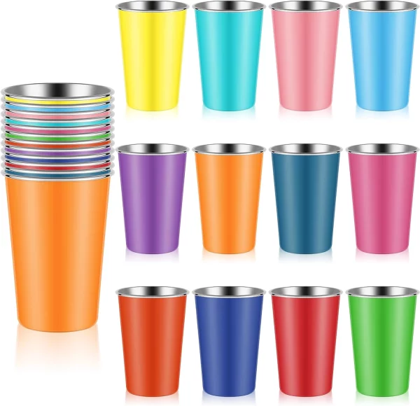 Rainbow Colored Metal Kids Cups Drinking Glasses for Travel Festivals Picnic Camping 1081606T-3