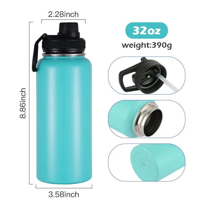 vacuum insulated stainless steel water bottles with multi lids1081605w