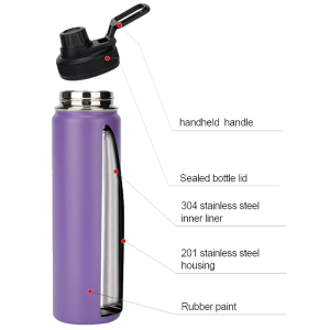 vacuum insulated stainless steel water bottles with multi lids1081605w