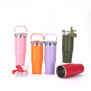 customized low moq powder coated thermal insulated tumblers with 2 in 1 lid 1081605t