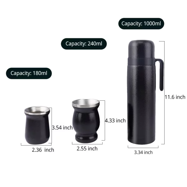 Wholesale 1L Stainless Steel Water Bottle And 260ml Mate Cups Set 1081604M