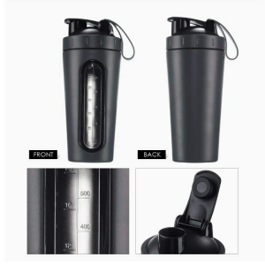 custom logo 28oz double walled insulated stainless steel visible window protein shaker bottles 1081606p