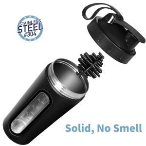 custom logo 28oz double walled insulated stainless steel visible window protein shaker bottles 1081606p