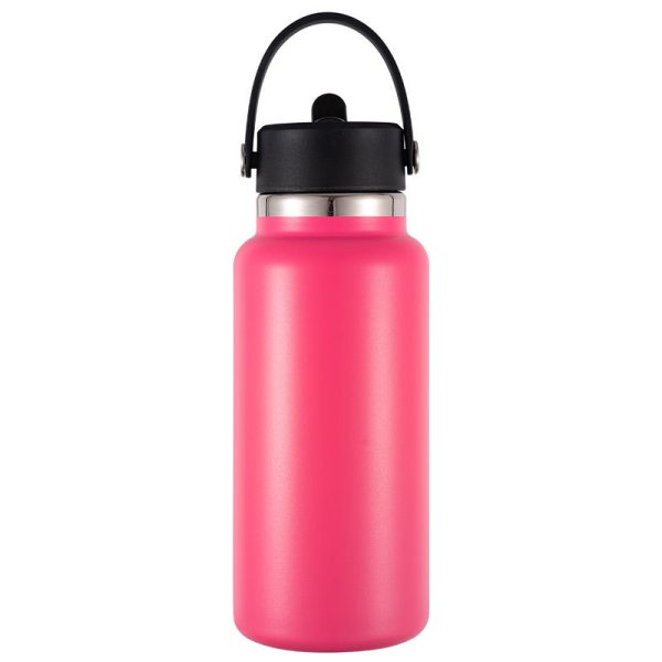 Neon Pink Hydro Thermos Flask Manufacturer Metal Bottles with Straw Handle Lid 1081618W