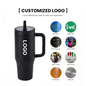 HydroJug Traveler – 40 oz Insulated Water Bottle with Handle & Flip Straw – Leak Proof Stainless Steel Tumbler