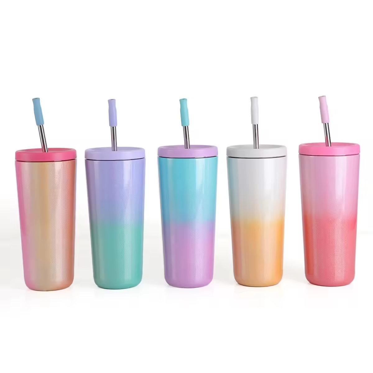 Self Patent Gradient Painting Nice 24oz Tumblers With Straw Lid 1081632T - Image 2