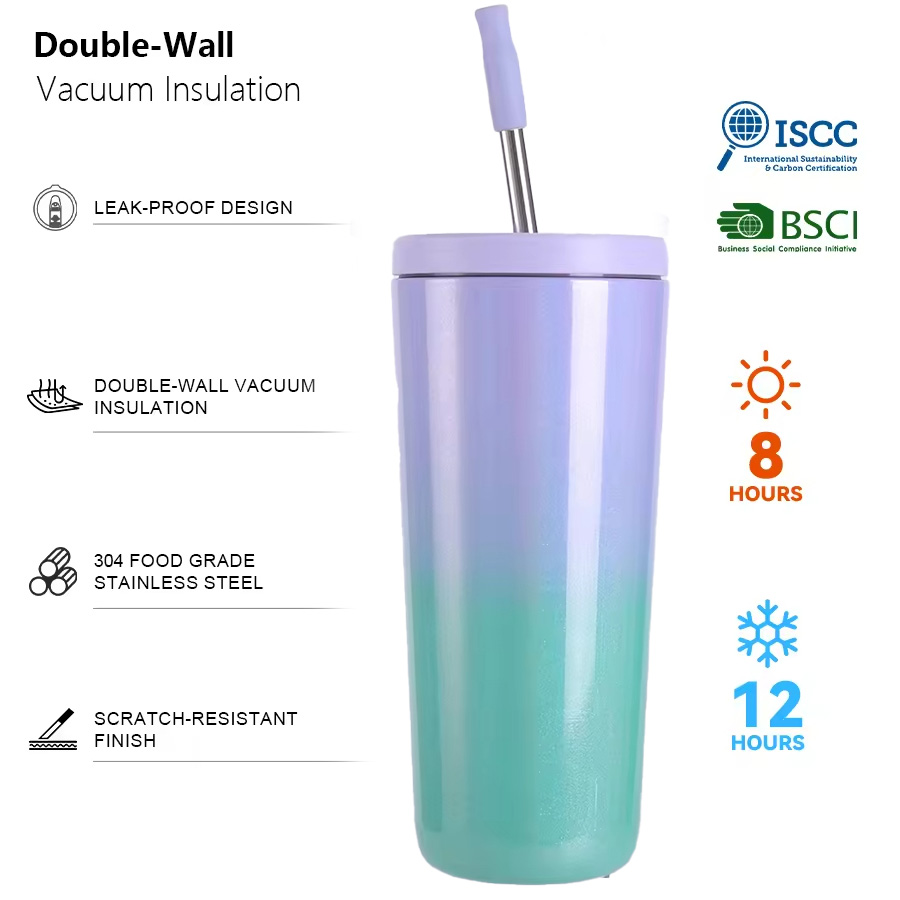 Self Patent Gradient Painting Nice 24oz Tumblers With Straw Lid 1081632T - Image 3