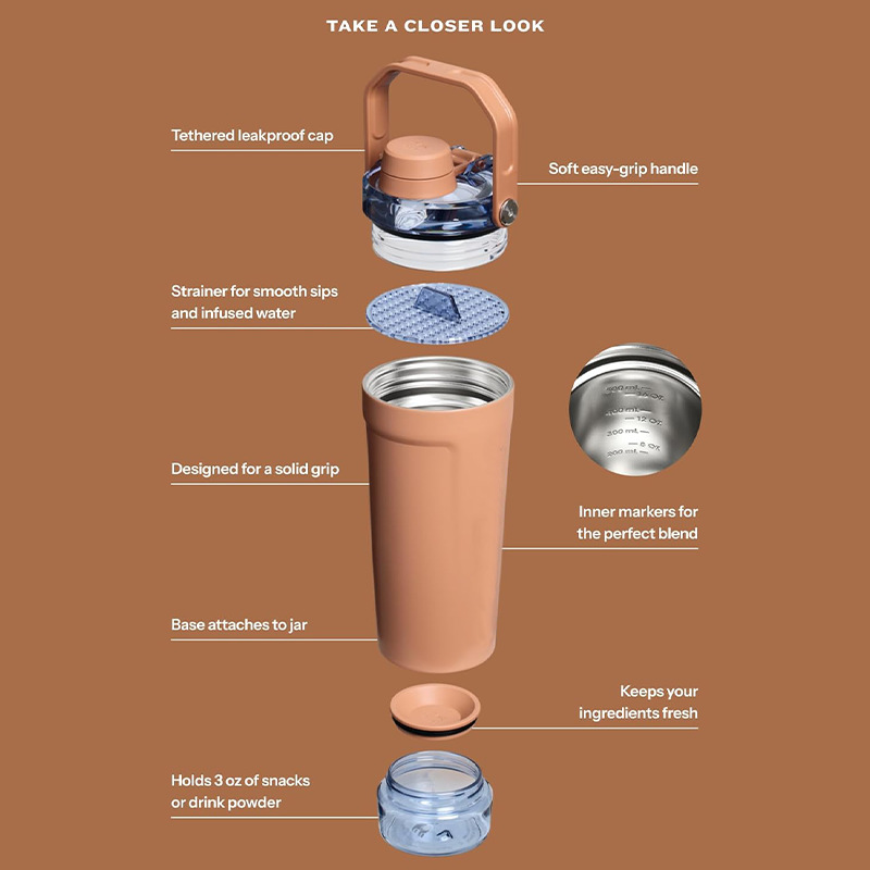 Vacuum Insulated Durable Sports Travel Protein Shaker Bottles 1081608P - Image 5