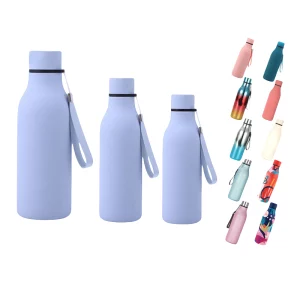 BJPKPK 18 oz Stainless Steel Metal Water Bottle with Strap