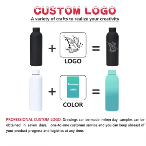 Custom logo on Narrow mouth Insulated Water Bottle with Lid