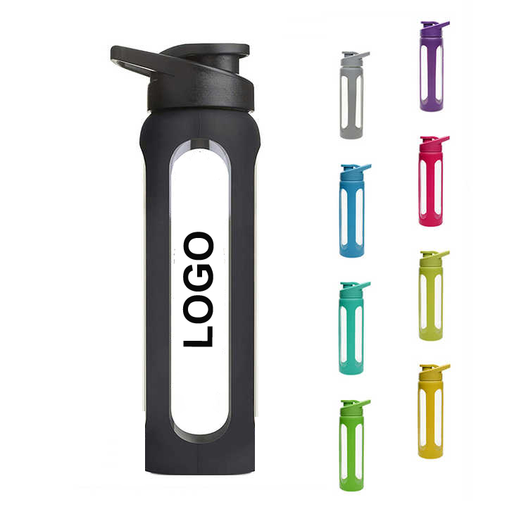 Unbreakable Top Flip lid Wholesale Transparent Glass Blender Bottles 1081602G