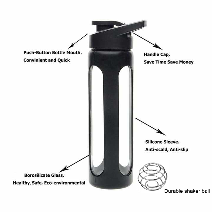 Unbreakable Top Flip lid Wholesale Transparent Glass Blender Bottles 1081602G - Image 3