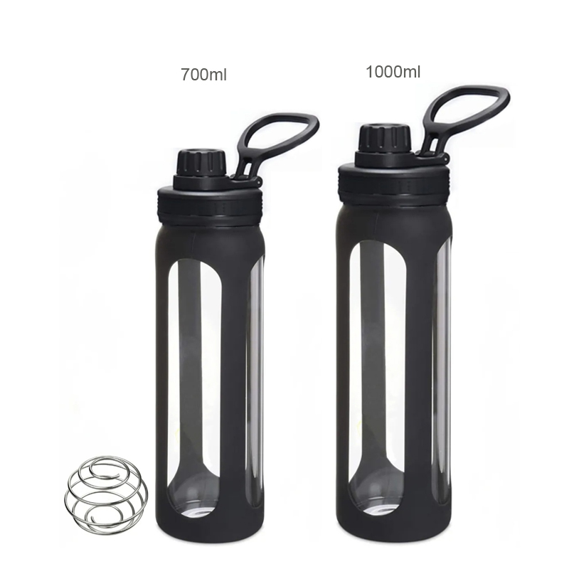 High Borosilicate Glass Protein Powder Shaker Bottles With Silicone Sleeve 1081601G - Image 3
