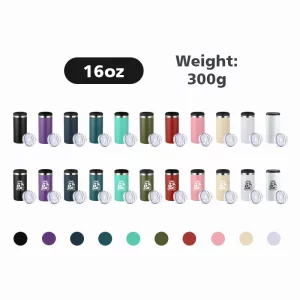 16oz Skinny Can Insulated Beer Sleeve Drink Holder for Beer Soda Coffee Regular Cans and Bottles