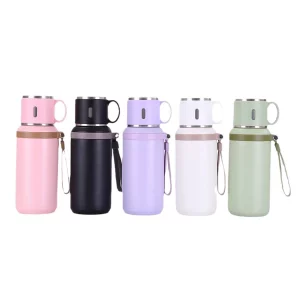 600ml Custom Logo Stainless Steel Insulated Tumbler with Tea Infusion Separation Portable Outdoor Strap Thermos Tumblers Cup