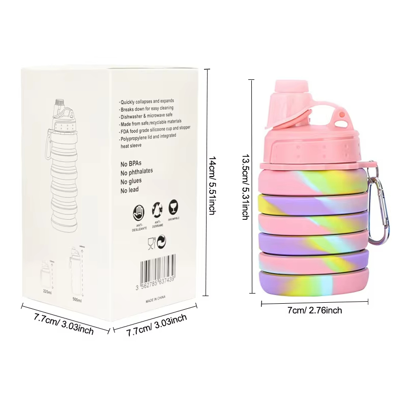 Creative Design Silicone Collapsible Folding Sports Outdoor Travel Water Bottle