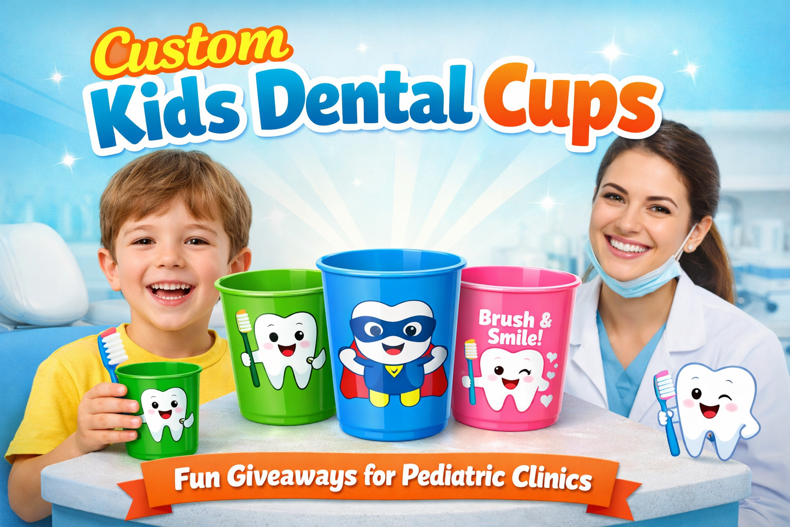 Custom Kids Dental Cups for Pediatric Dental Clinics