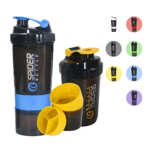 Leak Proof GYM Cup for Protein Mixes with Powder Storage & Pill Organizer