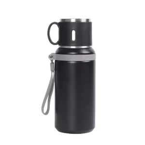 Double Walled Large Capacity Insulated Thermos Bottle Cup Lid Rope Handle Office Home Portable Vacuum Flask