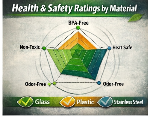 Glass Shaker Bottles Health & Safety Ratings by Material