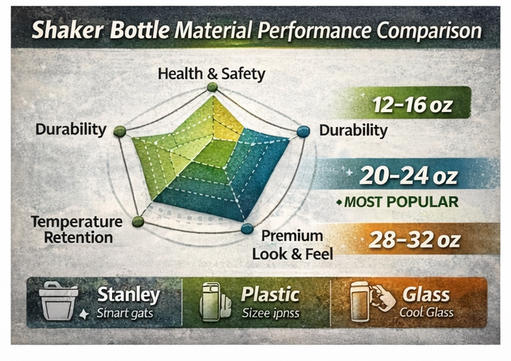Shaker Bottle Material Comparison Radar Chart