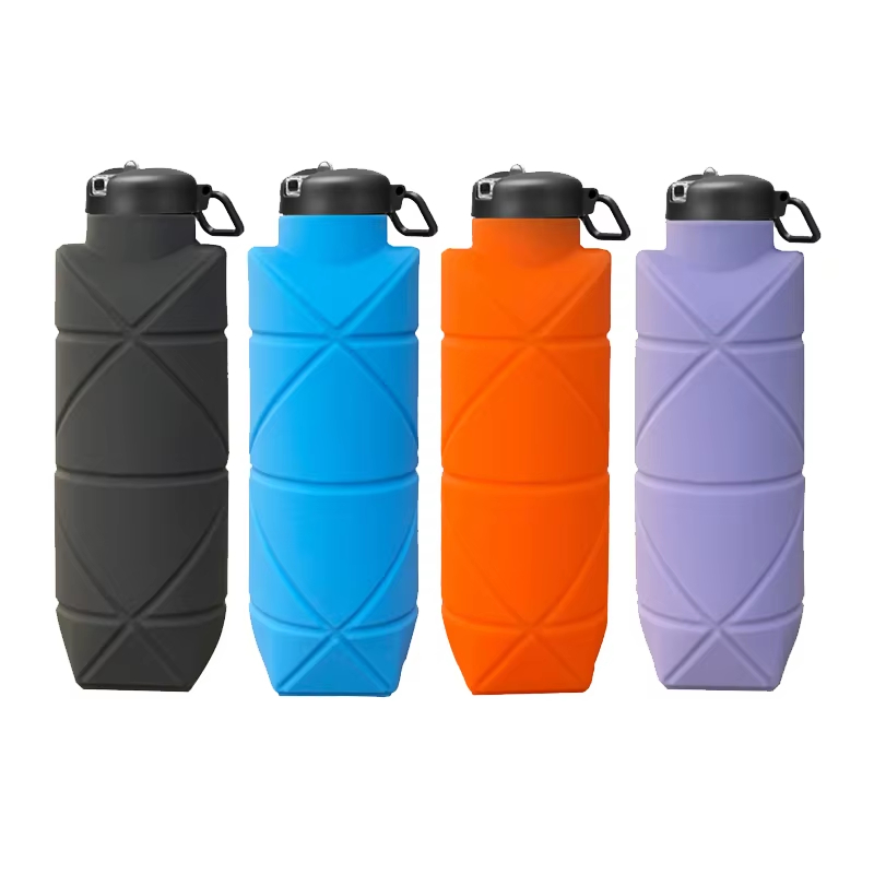 Silicone Water Bottle with Metal Clip