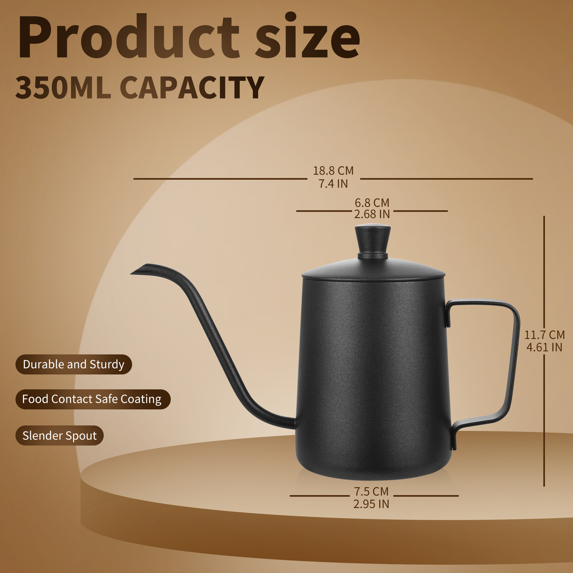 New Arrival Stainless Steel Pour Over Customized Black Coffee Pot 1081601CP - Image 5