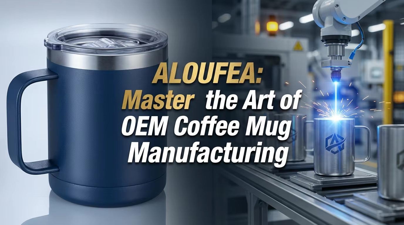 ALOUFEA 12oz Stainless Steel Insulated Coffee Mug with Handle