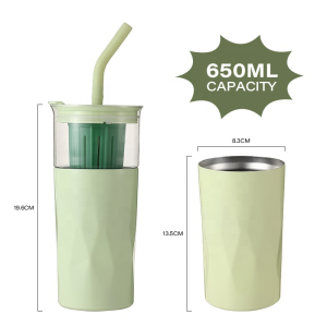 Tea Infuser Water Bottle Set Glass Bottle with Straw and Lid