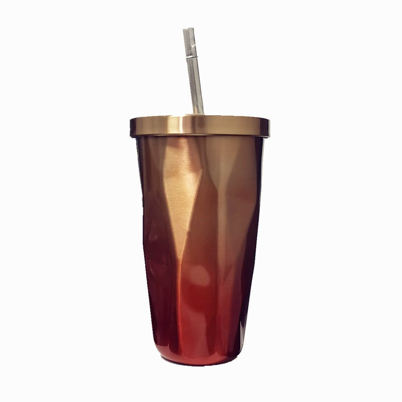 Stylish Gradient Design Customized Stainless Steel Tumblers With Straw Lid 1081645T