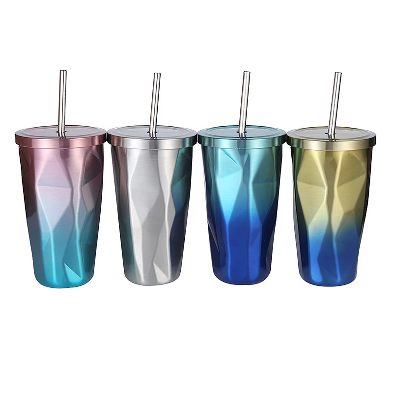 Stylish Gradient Design Customized Stainless Steel Tumblers With Straw Lid 1081645T - Image 2